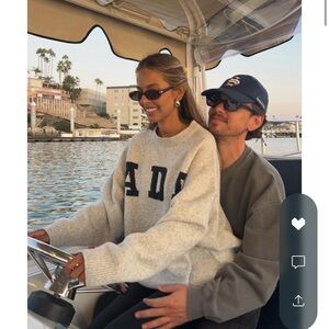 Adanola ADA Oversized Knit Sweatshirt - Light Grey Melange Medium